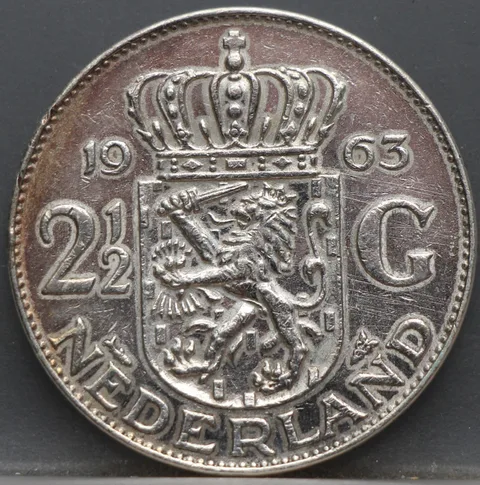2½ Gulden 1963 — Rijksdaalder Nederland Zilver