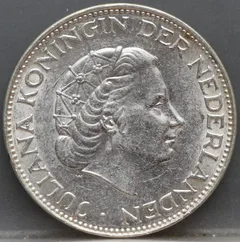 2½ Gulden 1963 — Rijksdaalder Nederland Zilver achterzijde