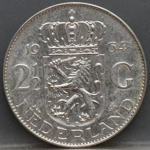 2½ Gulden 1964 — Rijksdaalder Nederland Zilver