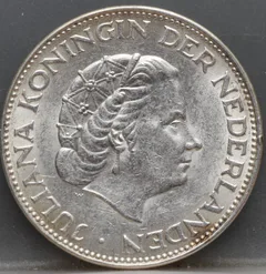 2½ Gulden 1964 — Rijksdaalder Nederland Zilver achterzijde