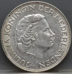 2½ Gulden 1966 — Rijksdaalder Nederland Zilver achterzijde