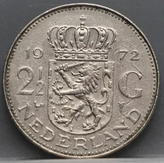 2½ Gulden 1972 — Rijksdaalder Nederland Nikkel voorzijde