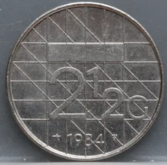 2½ Gulden 1984 — Rijksdaalder Nederland Nikkel voorzijde