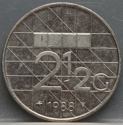 2½ Gulden 1988 — Rijksdaalder Nederland Nikkel voorzijde