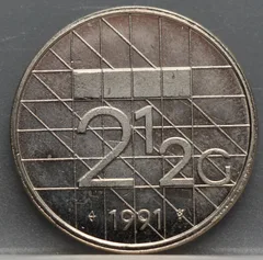 2½ Gulden 1991 — Rijksdaalder Nederland Nikkel voorzijde