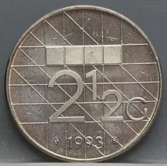 2½ Gulden 1993 — Rijksdaalder Nederland Nikkel voorzijde