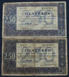 2½ Gulden Zilverbon 1938 - NVMH 13-1A en 13-1B