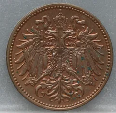 2 Heller 1908 Oostenrijk Brons achterzijde