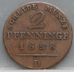 2 Pfenninge 1828 (D) Pruisen voorzijde