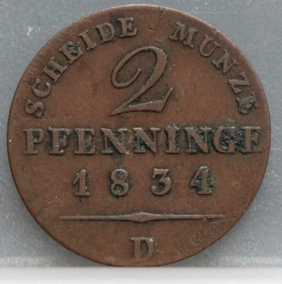 2 Pfenninge 1834 (D) Pruisen — Koper voorzijde