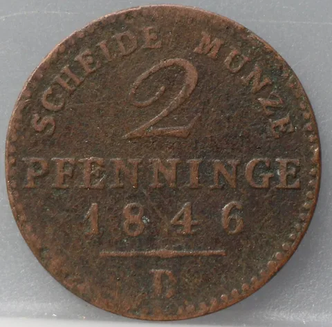 2 Pfenninge 1846 (D) Pruisen — Koper