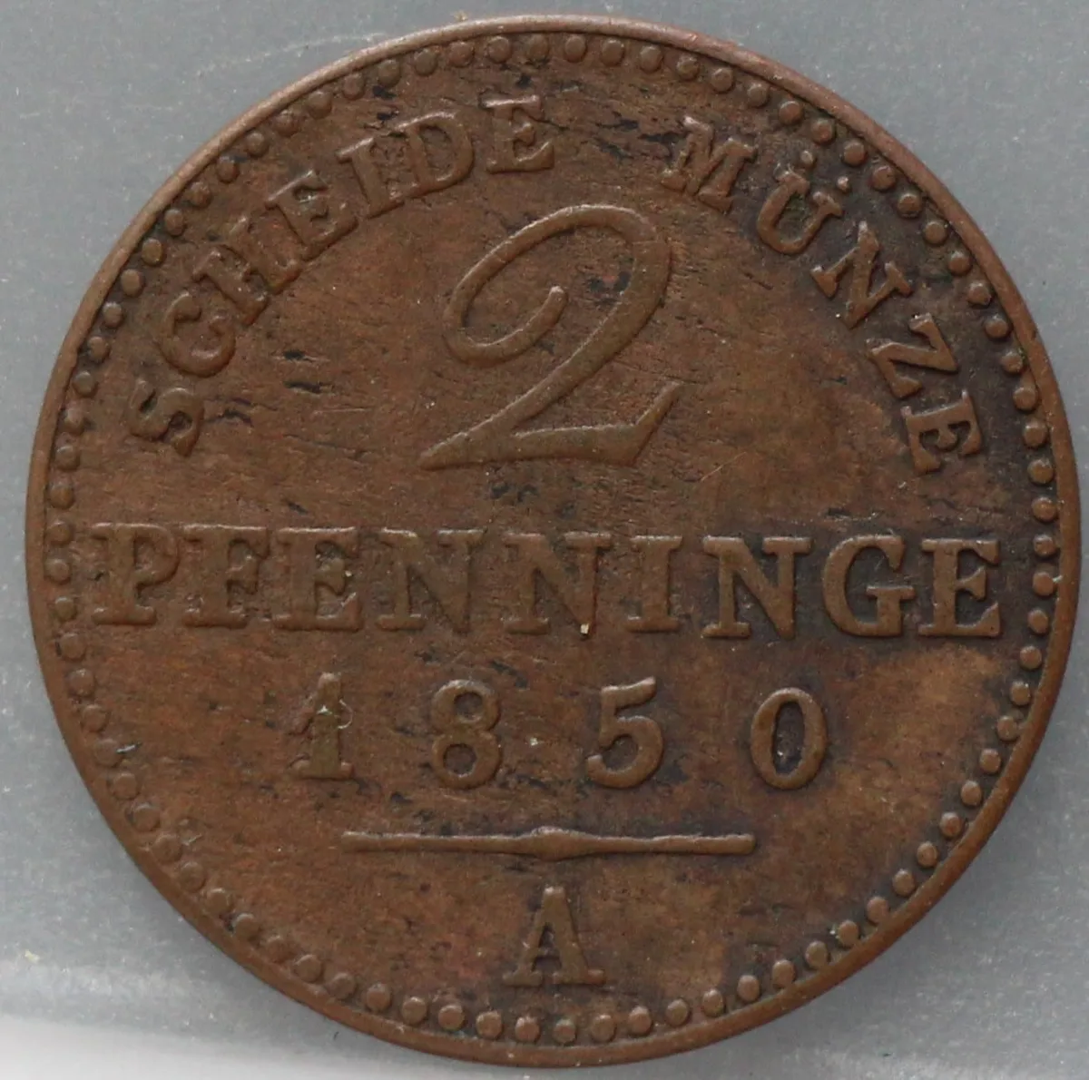 2 Pfenninge 1850 Pruisen — Koper voorzijde
