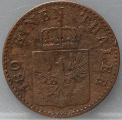 2 Pfenninge 1850 Pruisen — Koper achterzijde