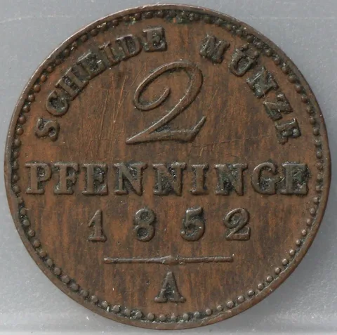 2 Pfenninge 1852 Pruisen — Koper