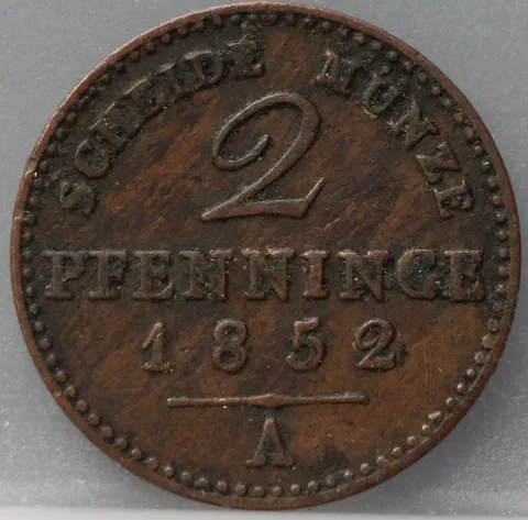 2 Pfenninge 1852 Pruisen — Koper