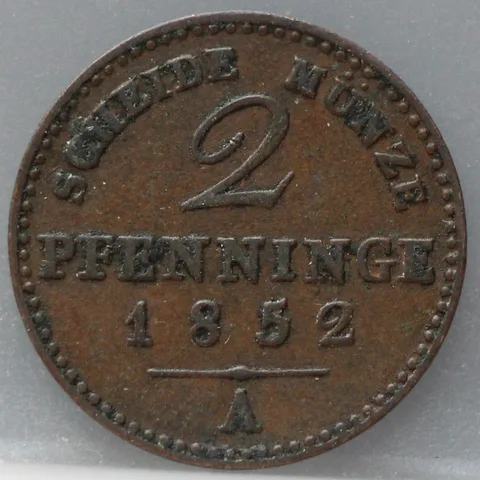 2 Pfenninge 1852 Pruisen — Koper