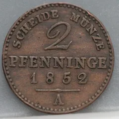 2 Pfenninge 1852 Pruisen — Koper voorzijde