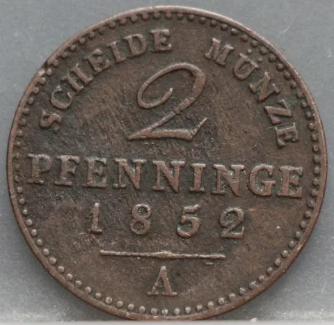 2 Pfenninge 1852 Pruisen — Koper