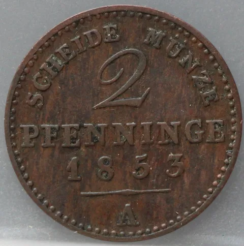 2 Pfenninge 1853 (A) Pruisen — Koper