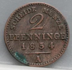 2 Pfenninge 1854 Pruisen — Koper voorzijde