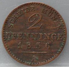 2 Pfenninge 1856 Pruisen — Koper voorzijde