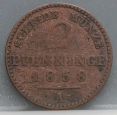 2 Pfenninge 1858 Pruisen — Koper voorzijde