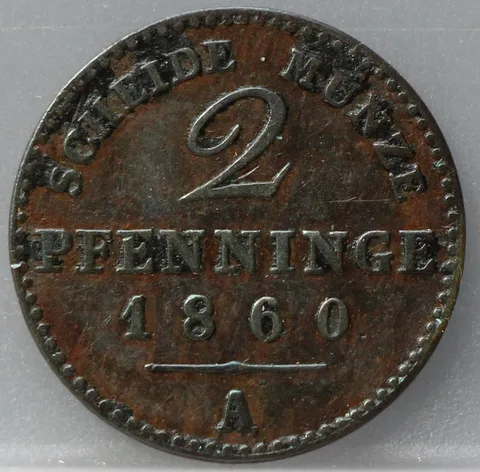 2 Pfenninge 1860 Pruisen — Koper