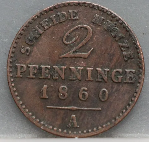 2 Pfenninge 1860 Pruisen — Koper