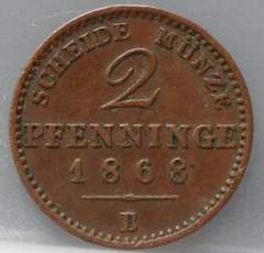 2 Pfenninge 1868 Pruisen — Koper voorzijde