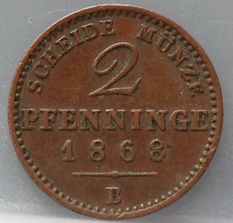 2 Pfenninge 1868 Pruisen — Koper