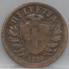 2 Rappen 1850 Zwitserland Brons voorzijde