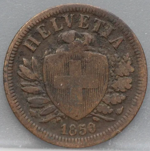 2 Rappen 1850 Zwitserland Brons