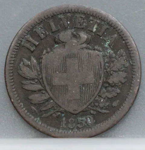 2 Rappen 1850 Zwitserland Brons