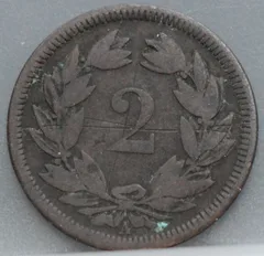 2 Rappen 1850 Zwitserland Brons achterzijde