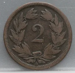 2 Rappen 1851 Zwitserland voorzijde