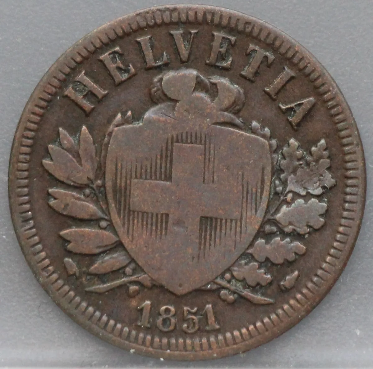 2 Rappen 1851 Zwitserland Brons voorzijde