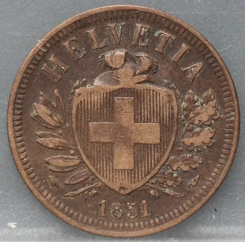 2 Rappen 1851 Zwitserland Brons