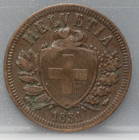 2 Rappen 1851 Zwitserland Brons