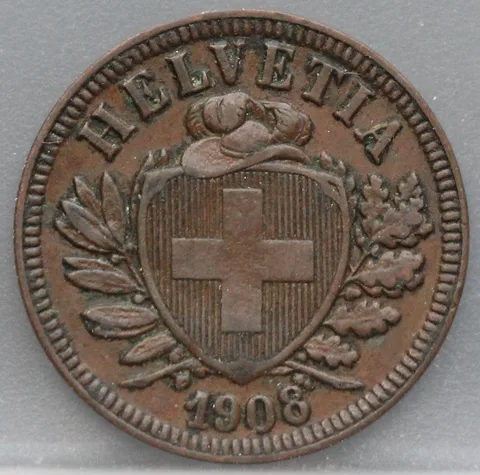 2 Rappen 1908 Zwitserland Brons