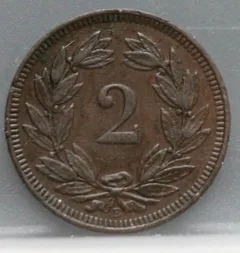 2 Rappen 1918 Zwitserland voorzijde