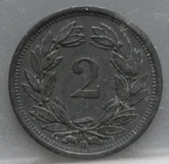 2 Rappen 1946 Zwitserland — Zink voorzijde