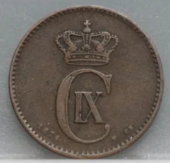 2 Øre 1874 Denemarken Brons voorzijde