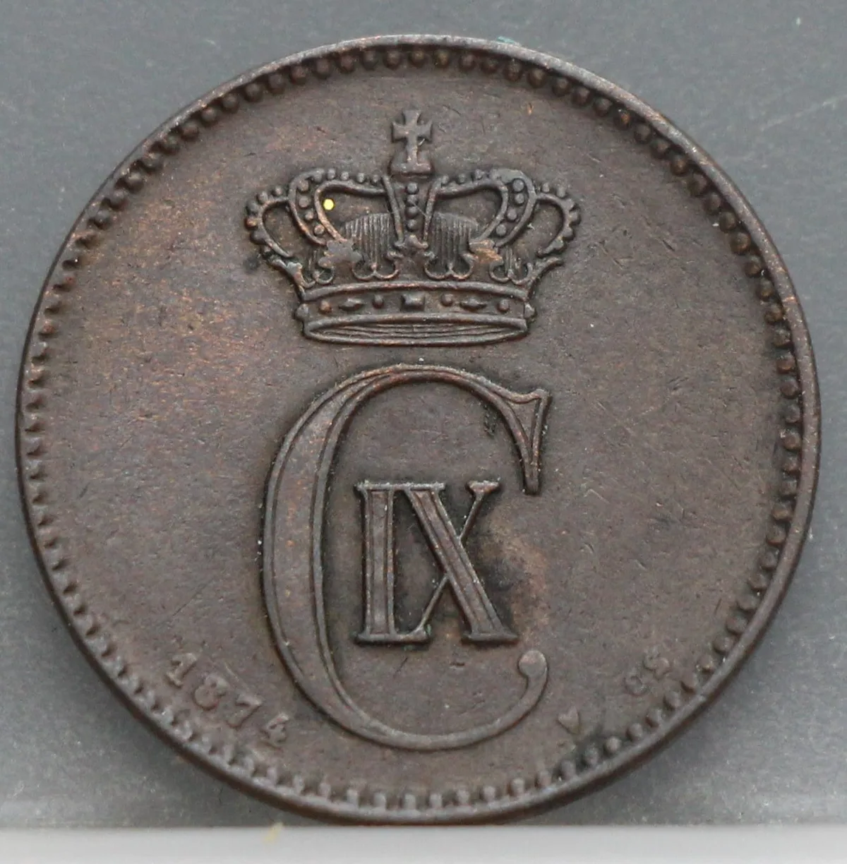 2 Øre 1874 Denemarken — Brons voorzijde