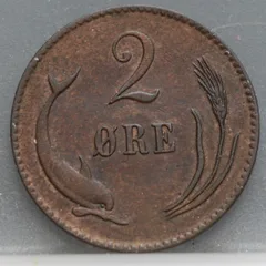 2 Øre 1874 Denemarken Brons achterzijde