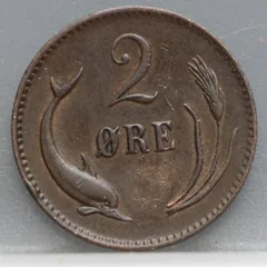 2 Øre 1874 Denemarken — Brons achterzijde