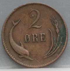 2 Øre 1875 Denemarken — Brons achterzijde