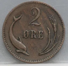 2 Øre 1875 Denemarken — Brons achterzijde