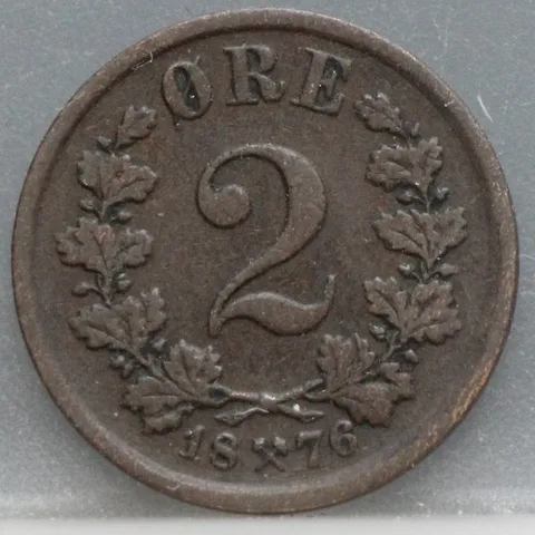2 Øre 1876 Noorwegen Brons