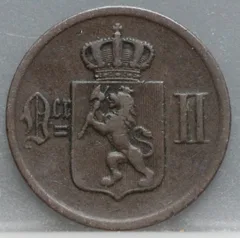 2 Øre 1876 Noorwegen Brons achterzijde