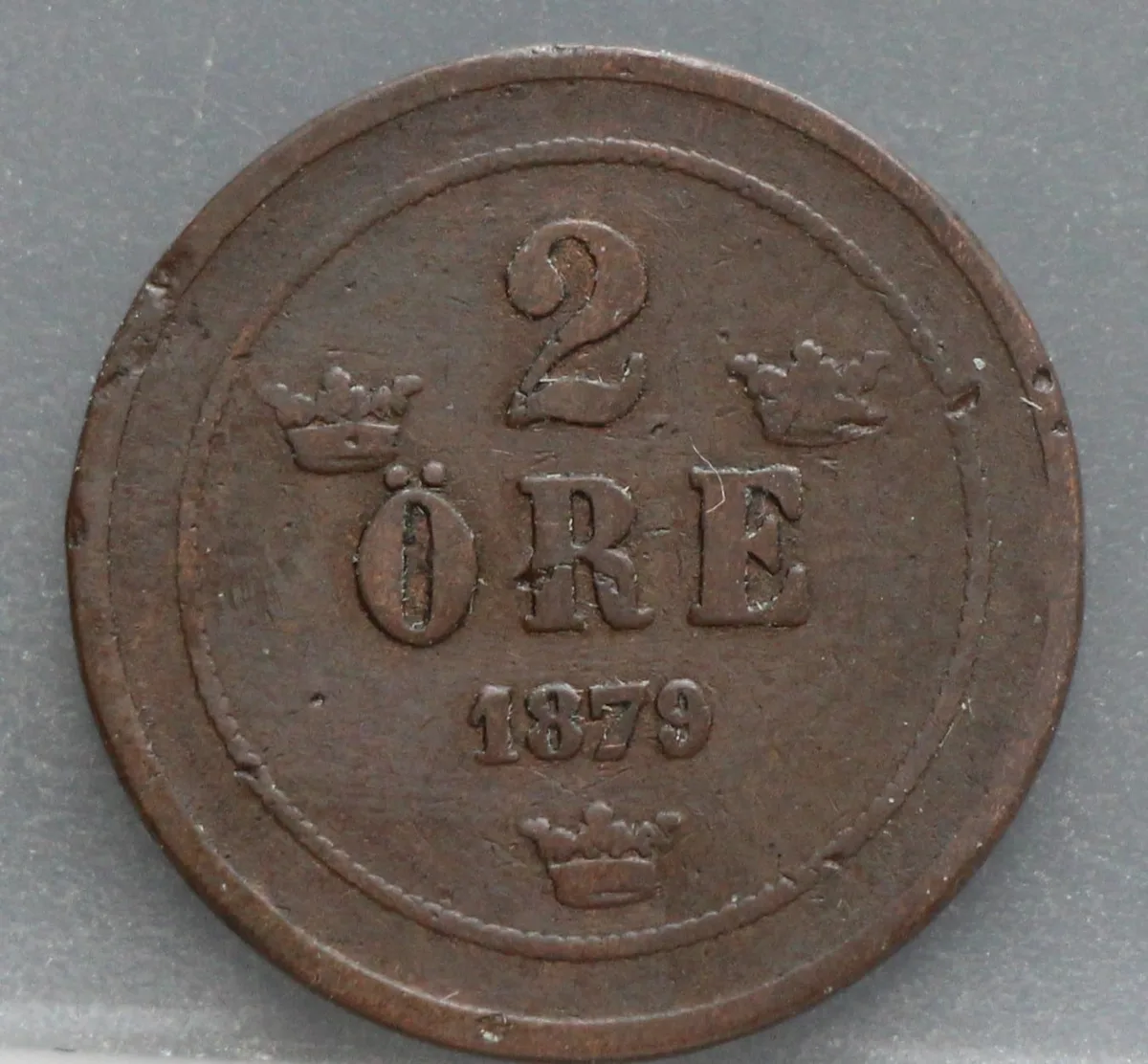 2 Öre 1879 Zweden — Brons voorzijde